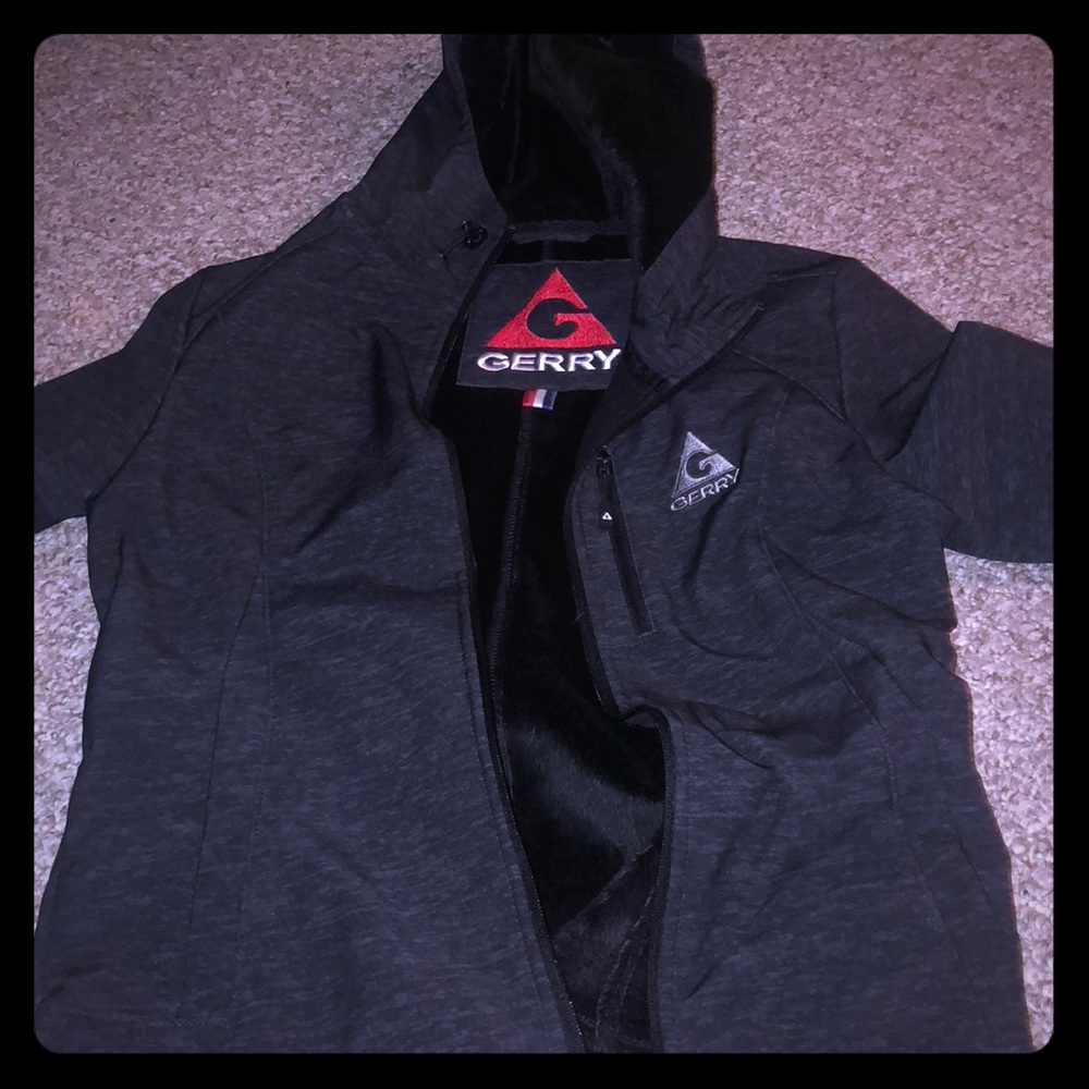 Black branded rain jacket